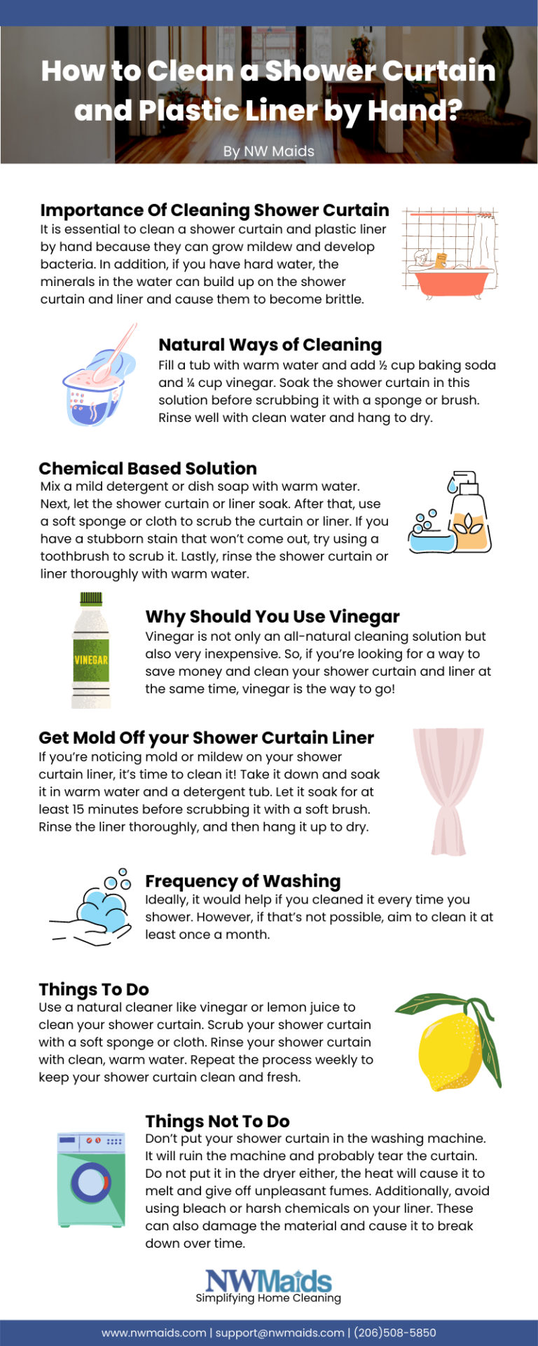 How to Clean a Shower Curtain and Plastic Liner by Hand? | NW Maids ...