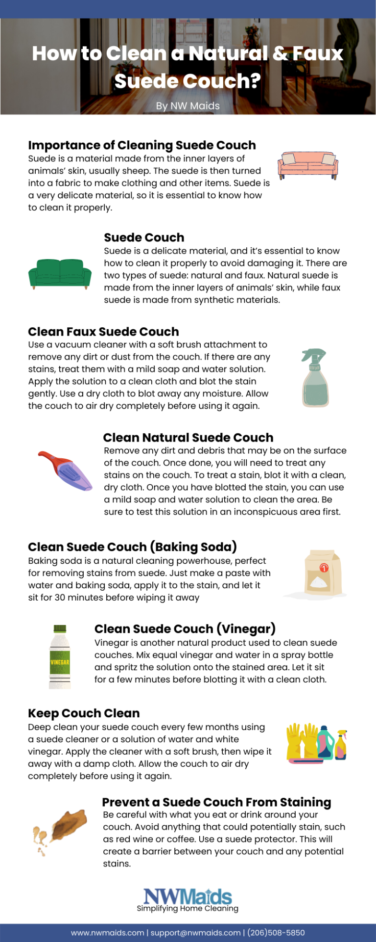 How to Clean a Natural & Faux Suede Couch? NW Maids
